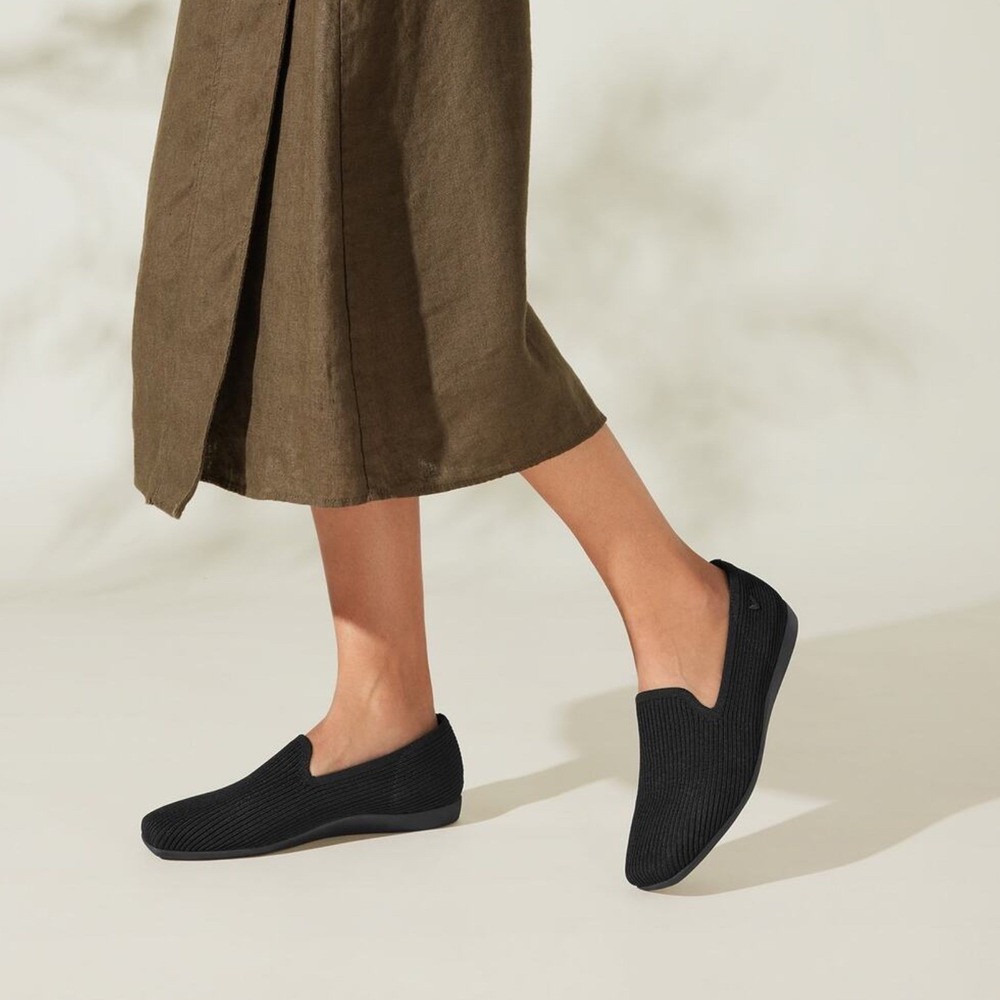 VIVAIA Samantha Square Toe Loafers Sz 9 Water Repellent Knit Comfort Flats Black